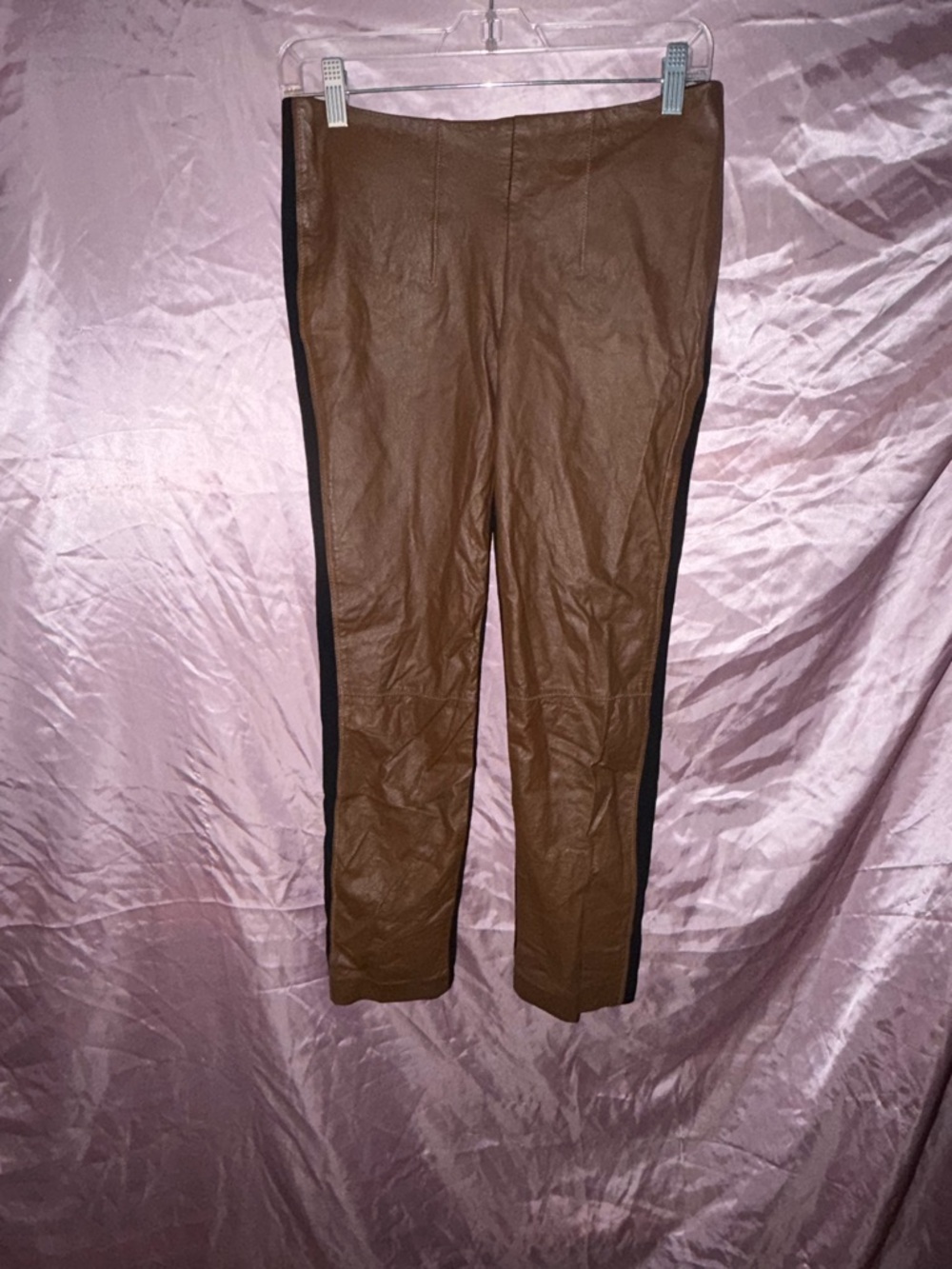 My Tribe Brown leather leggings half leather half leggings material